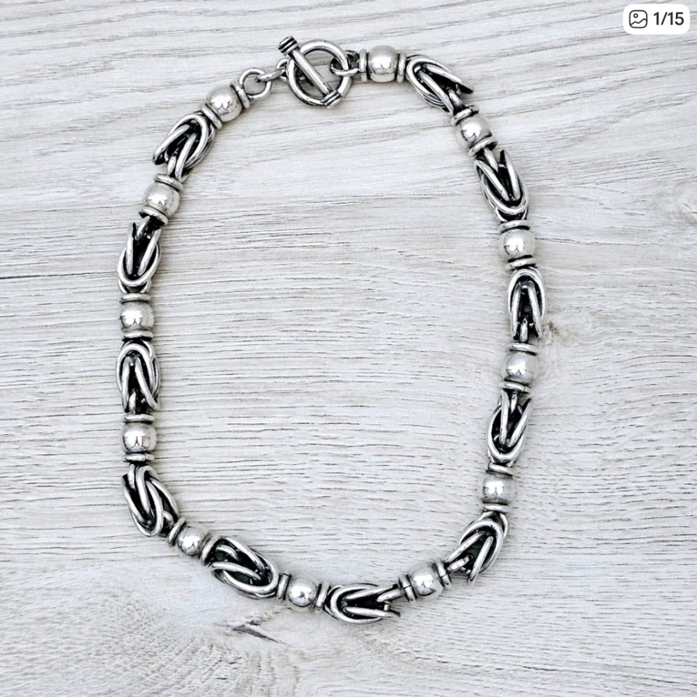 Silpada EXTREMELY Very Rare Silpada Sterling Silver Byzantine Toggle Necklace - Picture 2 of 5